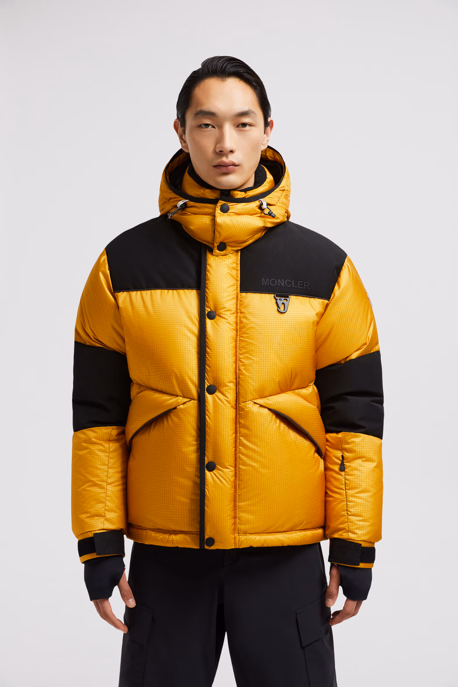 Albiez Hooded Down Ski Jacket Men Black & Yellow Moncler 3